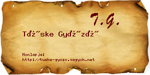 Tüske Győző névjegykártya